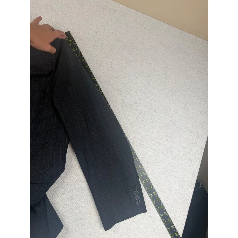 Brooks Brothers 346 Mens 46L Pinstripe Wool Stretch Blazer Charcoal‎ Grey